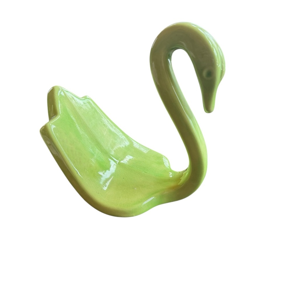 Vintage Green Ceramic‎ Swan Towel Holder